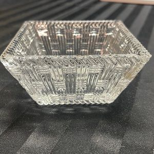 TIFFANY & CO. Basket Weave Crystal small candy/trinket dish, made in Germany